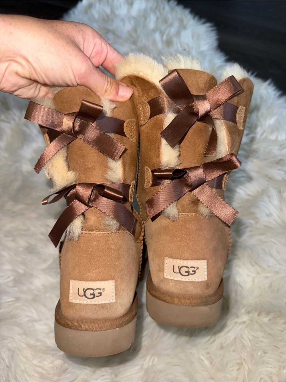 UGG Chestnut Bow-Back Sheepskin Boots